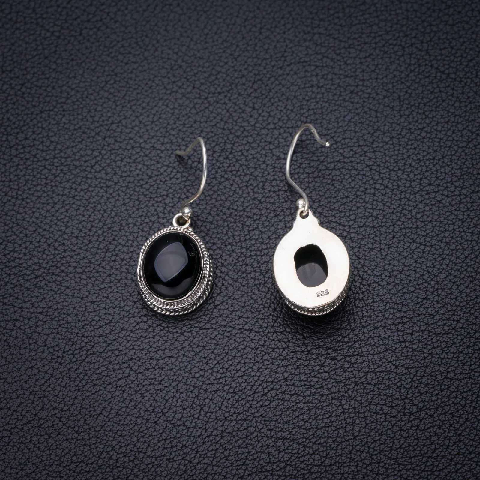 

StarGems Natural Black Onyx Handmade 925 Sterling Silver Earrings 1.25" E6428