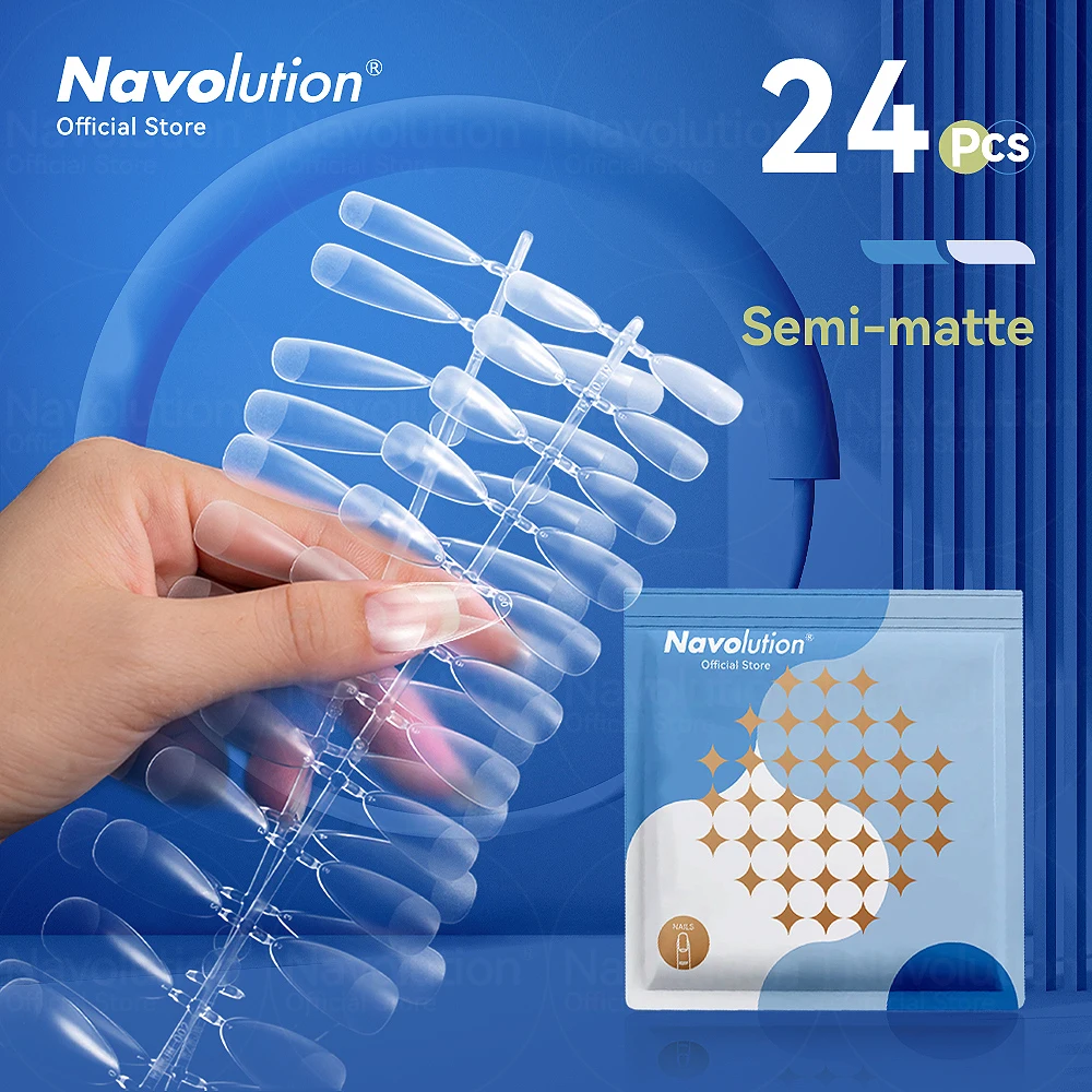 

NAVOLUTION 24Pcs Full Cover Press On Nail Tips Stiletto Almond Square Coffin French False Fake Soak Off Gel Nail Extension Tips