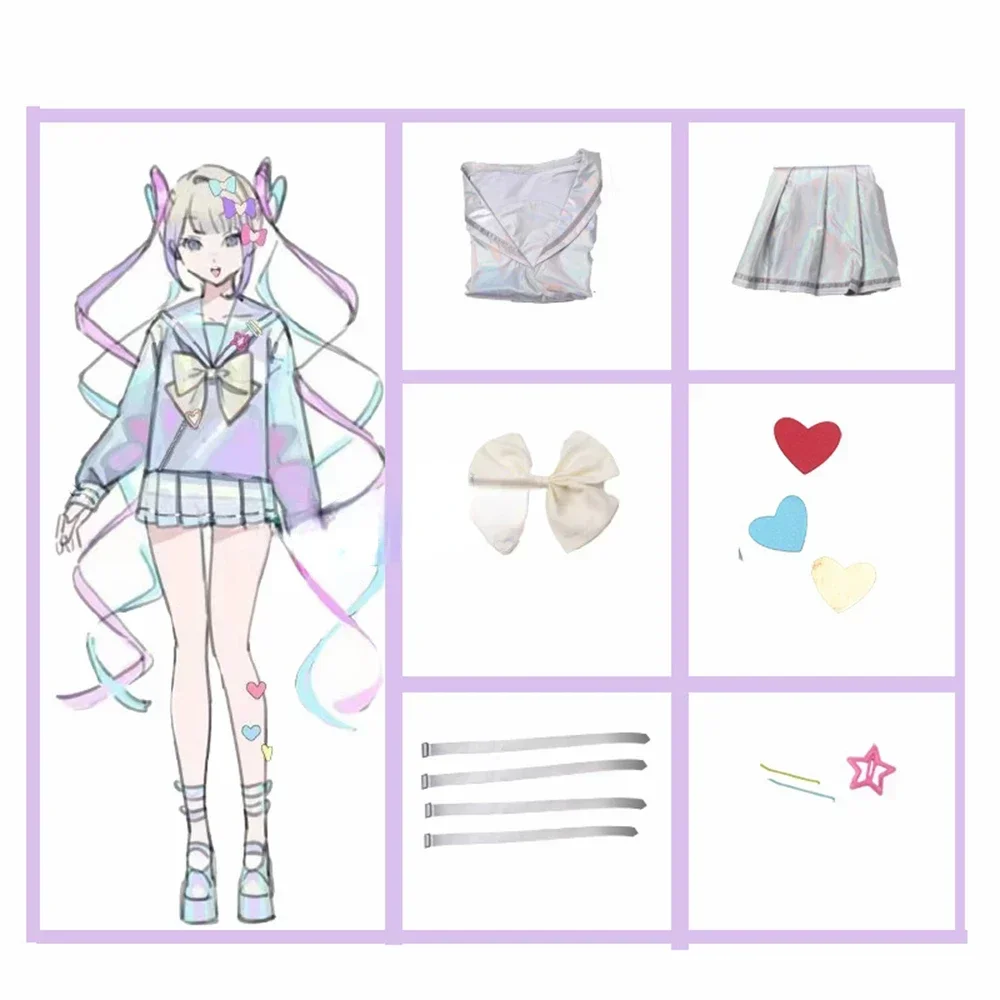 Cosplay Costumes Wig Game Needy Girl Overdose Anime Cosplay Costume Anime JK Uniform Leather Skirt Set Abyss KAngel Ame Chan