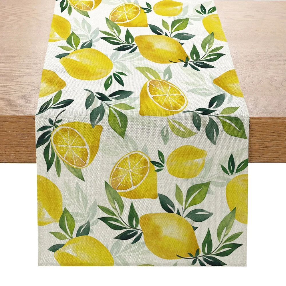 

Linen Printed Table Flags Cloth For Home Decoration, Lemon Pattern Table Flag