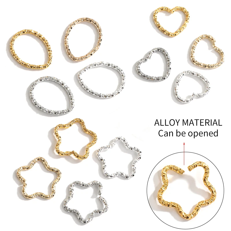 50/100 Pcs Twisted Open Split Rings Jump Rings Connector For Jewelry  Makings Drop Star Heart Gold Silver Accessories Ring