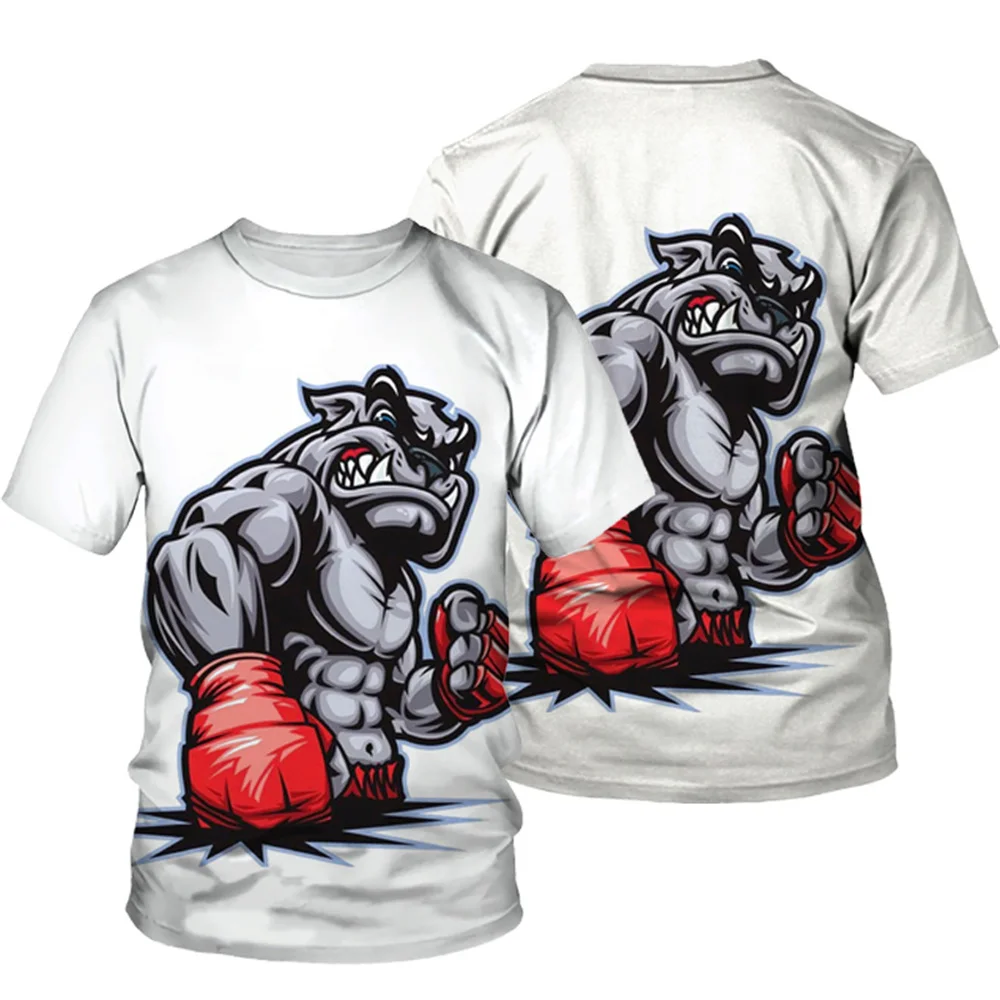 3D Print T Shirts Men Women Fashion Streetwear O-Neck Short Sleeve T Shirt Harajuku Kids Boys Tees Tops 2022 Animal Boxing Dogs