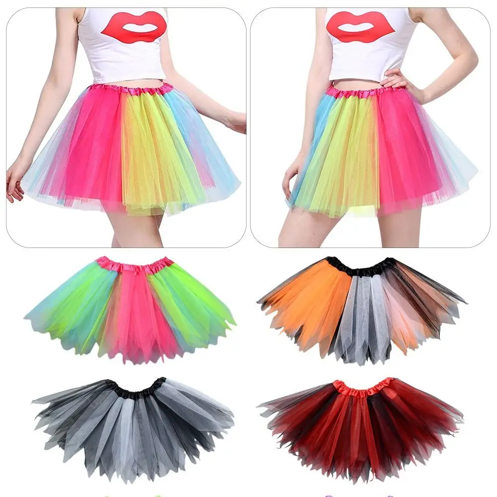 

Rainbow Tutu Skirt Summer Colorful Tulle Ballet Skirts Netting Dance Pettiskirt Children