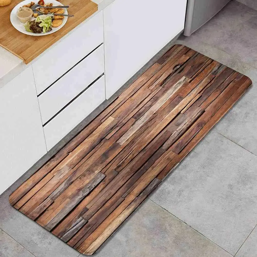 thumbnail image 1 of VIKAMA Alfombra de madera para cocina, baño, lavandería, antideslizante, para sala de estar, entrada, decoración del hogar, alfombra larga, 1 of 4