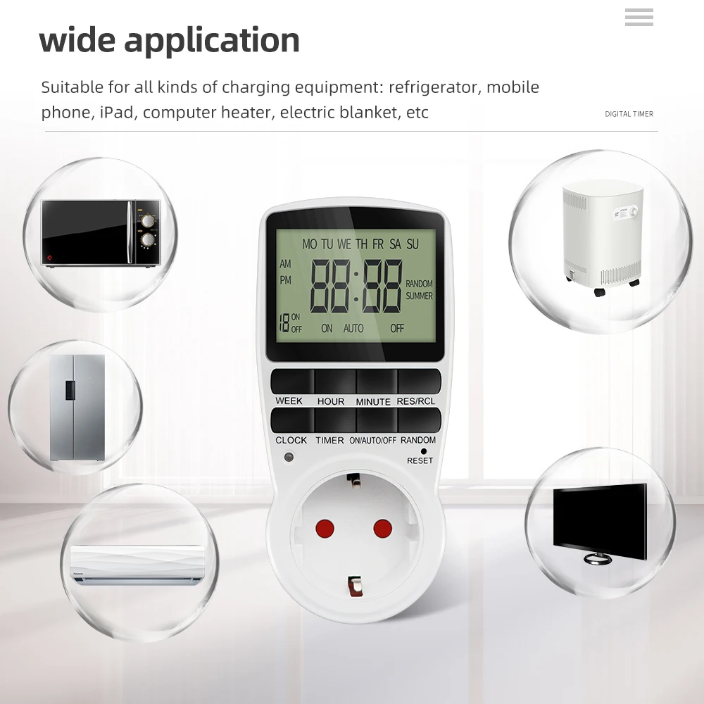 Programmable Digital Timer Switch for Kitchen Appliances with 24/7 Custom Scheduling