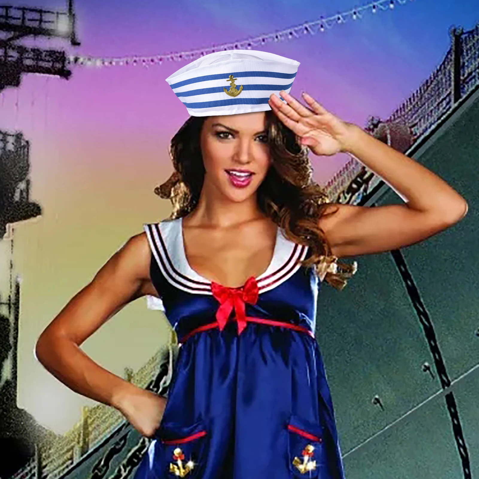 Navy Sailor Hat Costume Blue Captain Hat With White Sail for Costume Accessory Adult Women Kid for Sea Yacht Parties