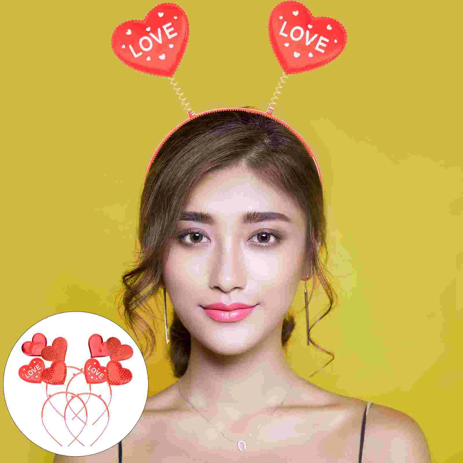

4pcs Valentine Headbands Heart Head Boppers Headbands Party Hair Accessories