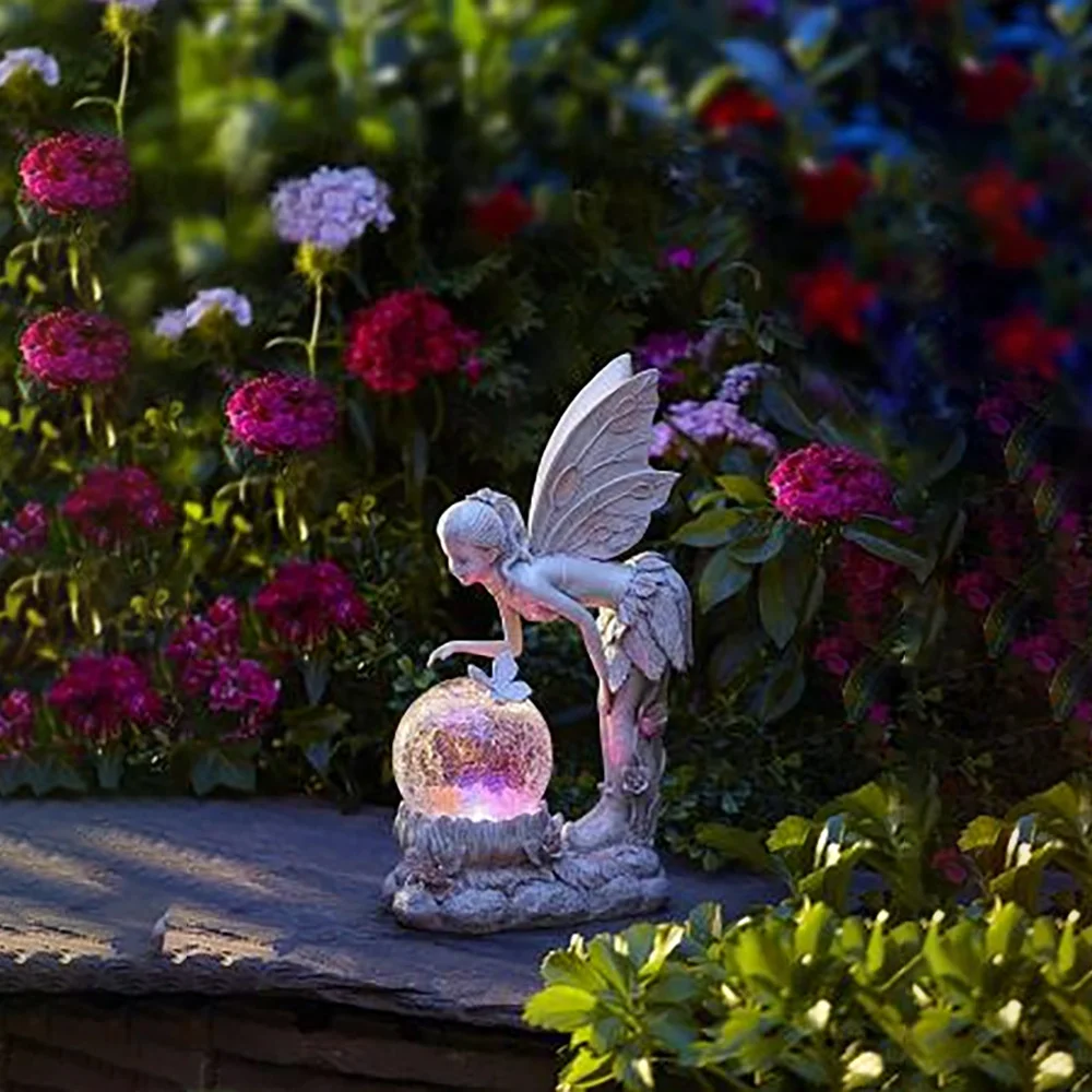 Led Solar Lamp Fairy Decor Garden Statues Solar Light Figurine Angel