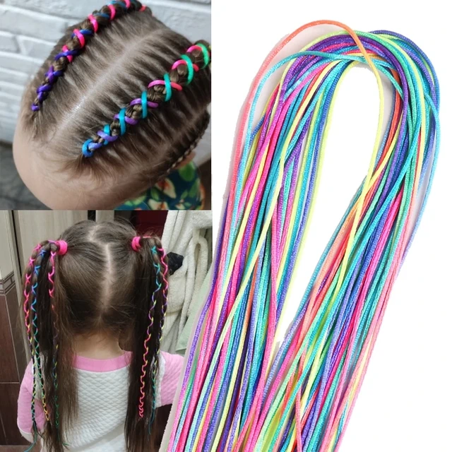 Trenzas pelo de 5-20 piezas para mujer, hebras de cuerda de colores para niña trenzada africana, cintas para el de cola de caballo DIY, para el cabello _ -