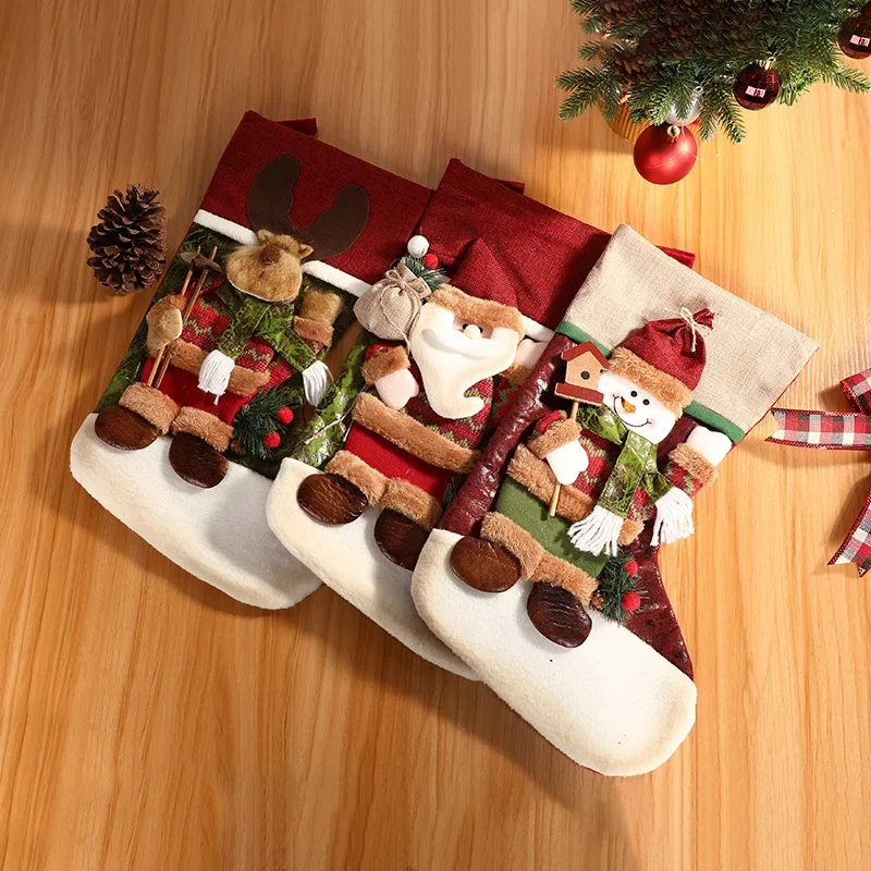 

Knitted Red Santa Snowman Three-dimensional Gift Bag Christmas Socks Children's Gift Bag Leg Warmers