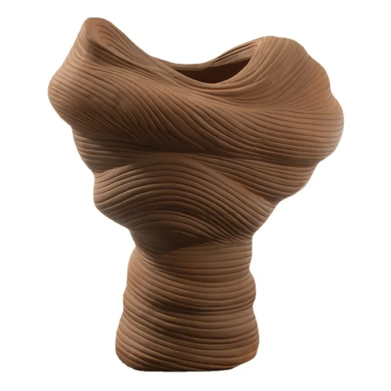 Ceramic Vase Stripe Winding Pattern Flower Vase Porcelain Crafts Flower Arrangement Accessories Home Furnishing Decoration 6