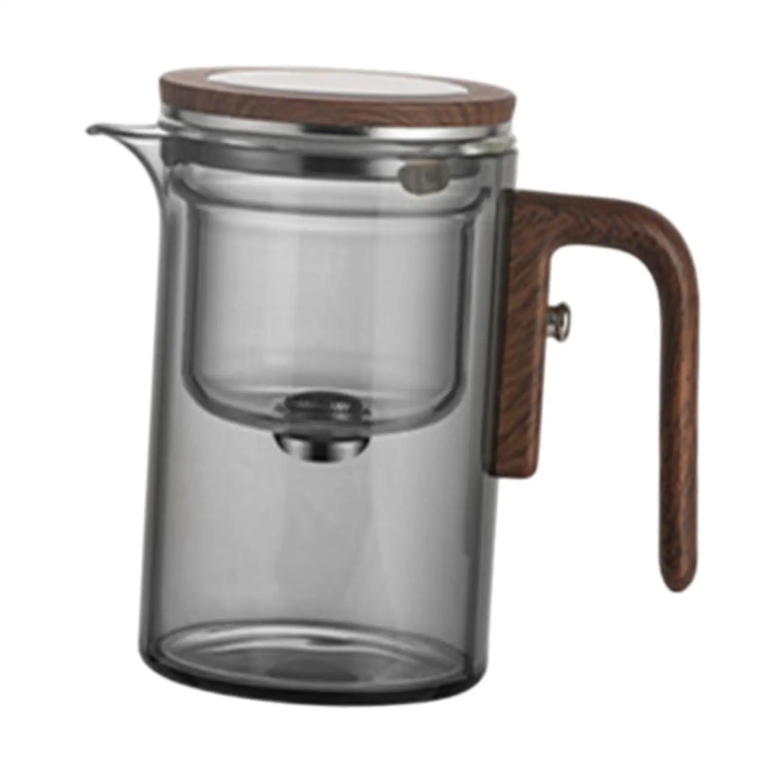 Glass Teapot Wooden Handle,Kettle for Loose Leaf Tea,Portable,Creative,Tea Gifts with Strainer Water Separation for Tea House
