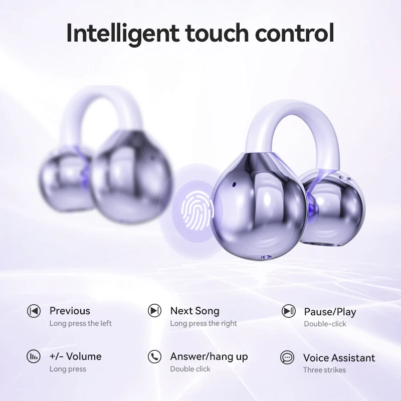 Nuove Cuffie a Conduzione Ossea Wireless con Clip, Design alla Moda, Bluetooth 5.4, Display Digitale, per Sport - Image 6