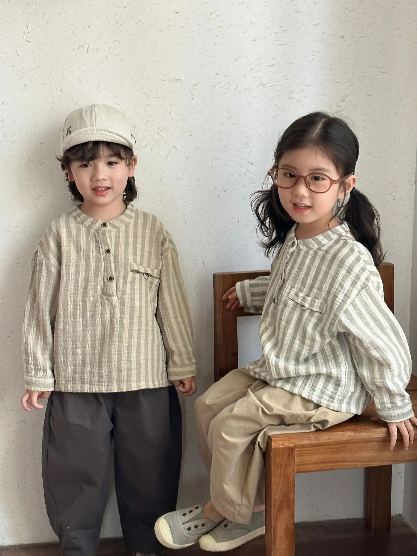 Spring Children Casual Long Sleeve Tops Korean Style Baby Boys Striped Soft Shirts Kids Clothes