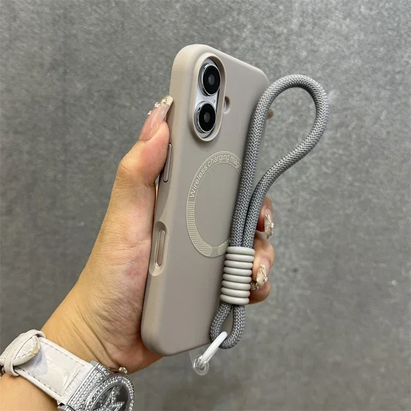 Liquid Silicone Magnetic Lanyard Phone Case with Bracelet - Soft Skin Feel Cover
