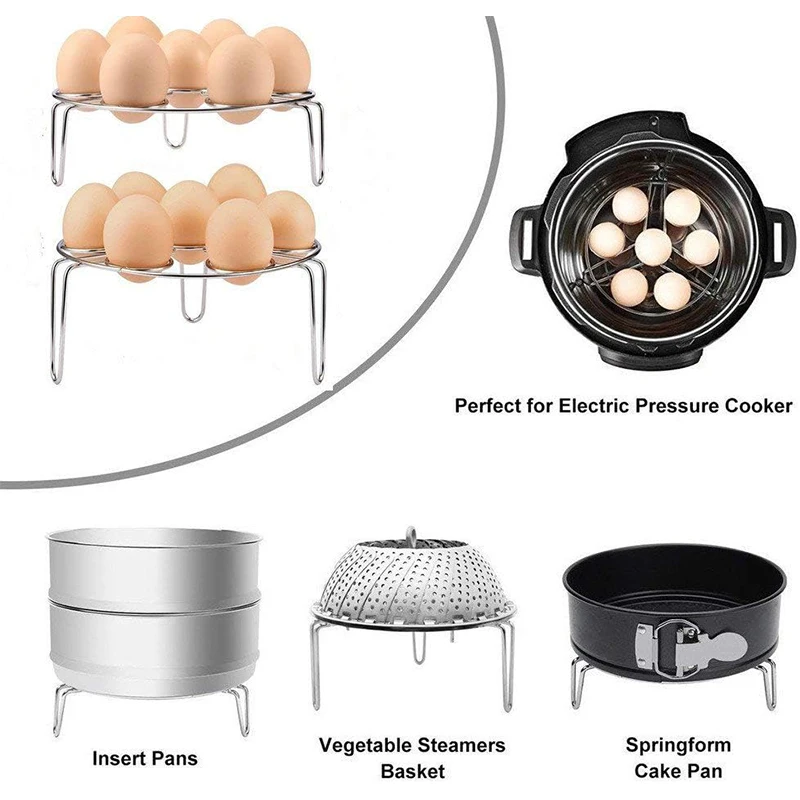LMETJMA Egg Steamer Rack Trivet for Instant Pot Accessories Food Stainless Steamer Rack Steaming Holders for Eggs JT192 steamer rack steamer basket