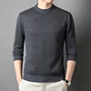 Thickening Winter Men's Round Neck Thickened Sweater Knitted Pullover Solid Color Long Sleeved Casual Daily Warm Coat 4