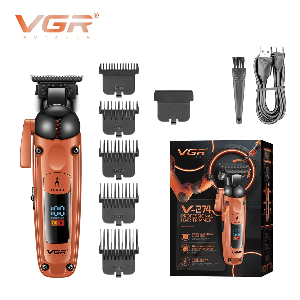 VGR الشعر المتقلب المهنية آلة قص الشعر قابلة للشحن...