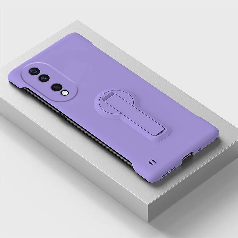 Frameless Hard PC Shockproof Phone Case with Stand - Durable Back Cover