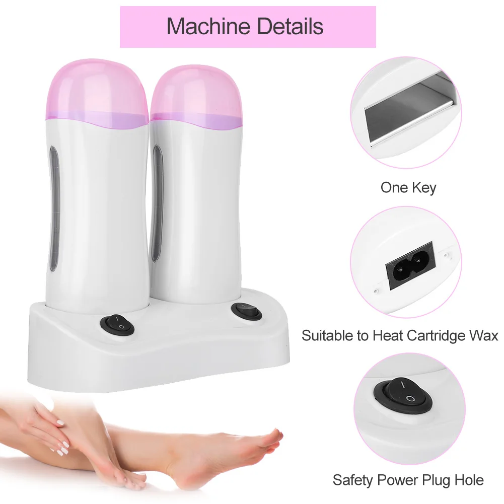 Portable Electric Dual Wax Heater Epilator Rollon Cartridge Depilatory