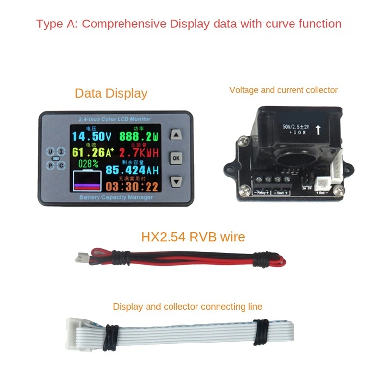 

VAH9810F 2.4 Inch Voltage Meter+Voltage Collector Coulometer Capacity Power Detector Monitor Part Kit For Electric Motorcycle/RV