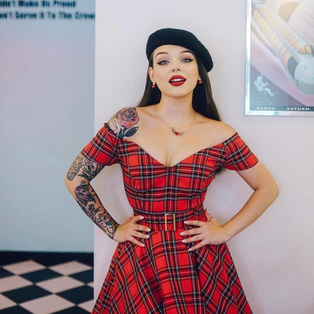 40- Summer Women Vintage 50's Classy Tartan Boat Neck Swing Dress In Red Plus  Size Rockabilly Vestidos Pinup Jurken - Dresses - AliExpress