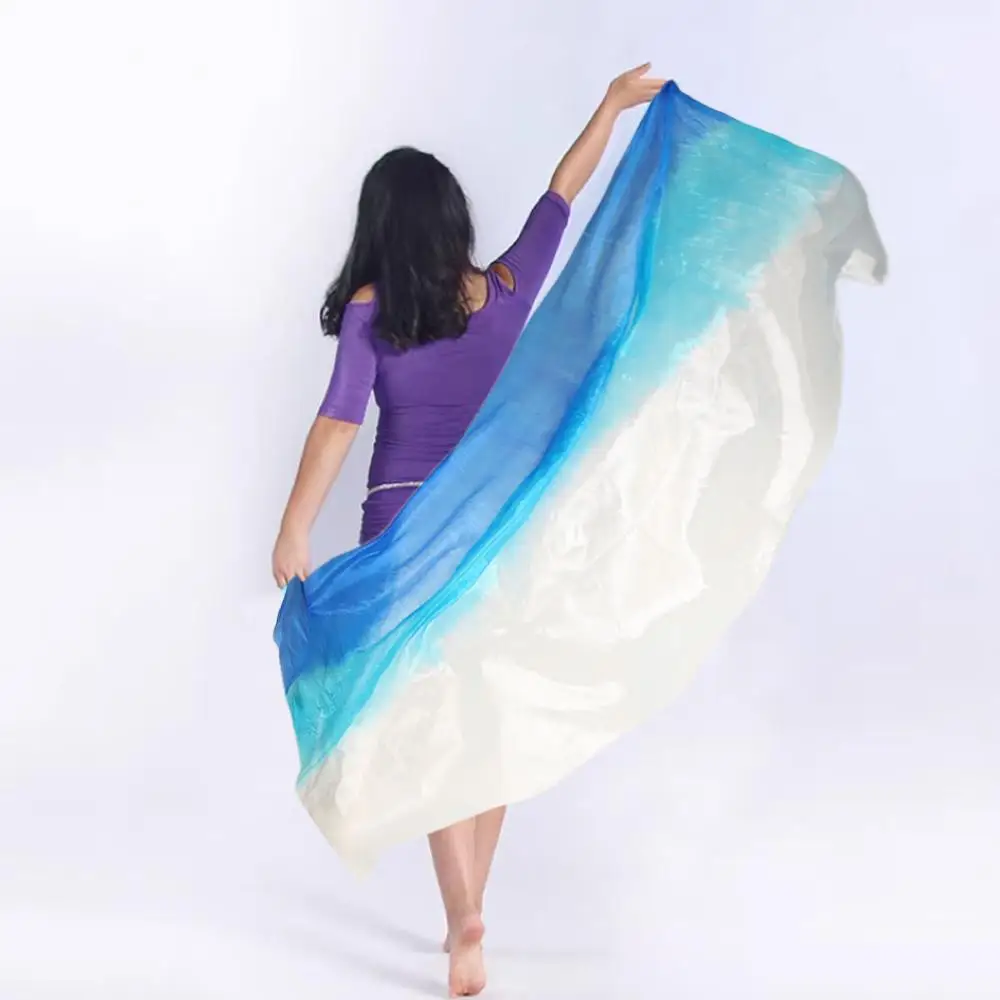 New Gradient Color Belly Dance Veils Light Texture Long Latin Belly Dance Shawls Costumes Accessories Performance Shawl