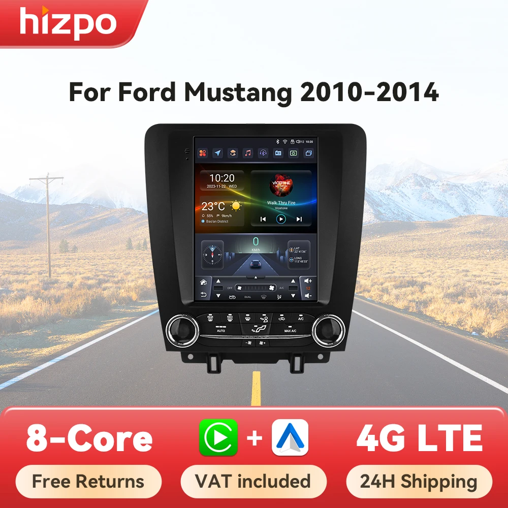 Hizpo für tesla style android 14 für ford mustang 2010-2014 radio stereo bildschirm multimedia car player gps navigation 9,7 zoll