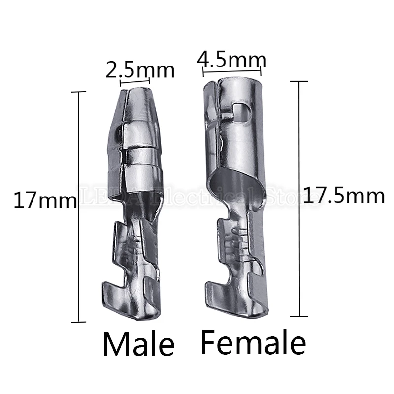 Terminal Connector Bullet Terminals 4.0mm Female and Male Connector Gold Brass/Silver Wire Connector Socket with Insulating Sleeves for Car