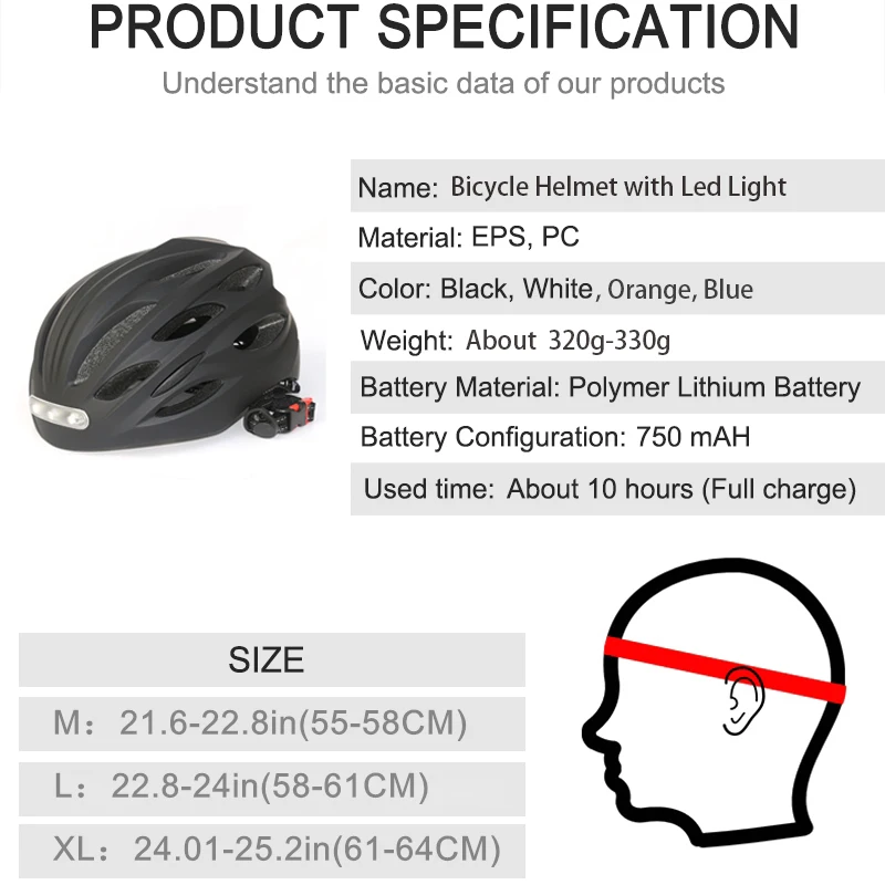 Adult Bike Helmet with Lights 5