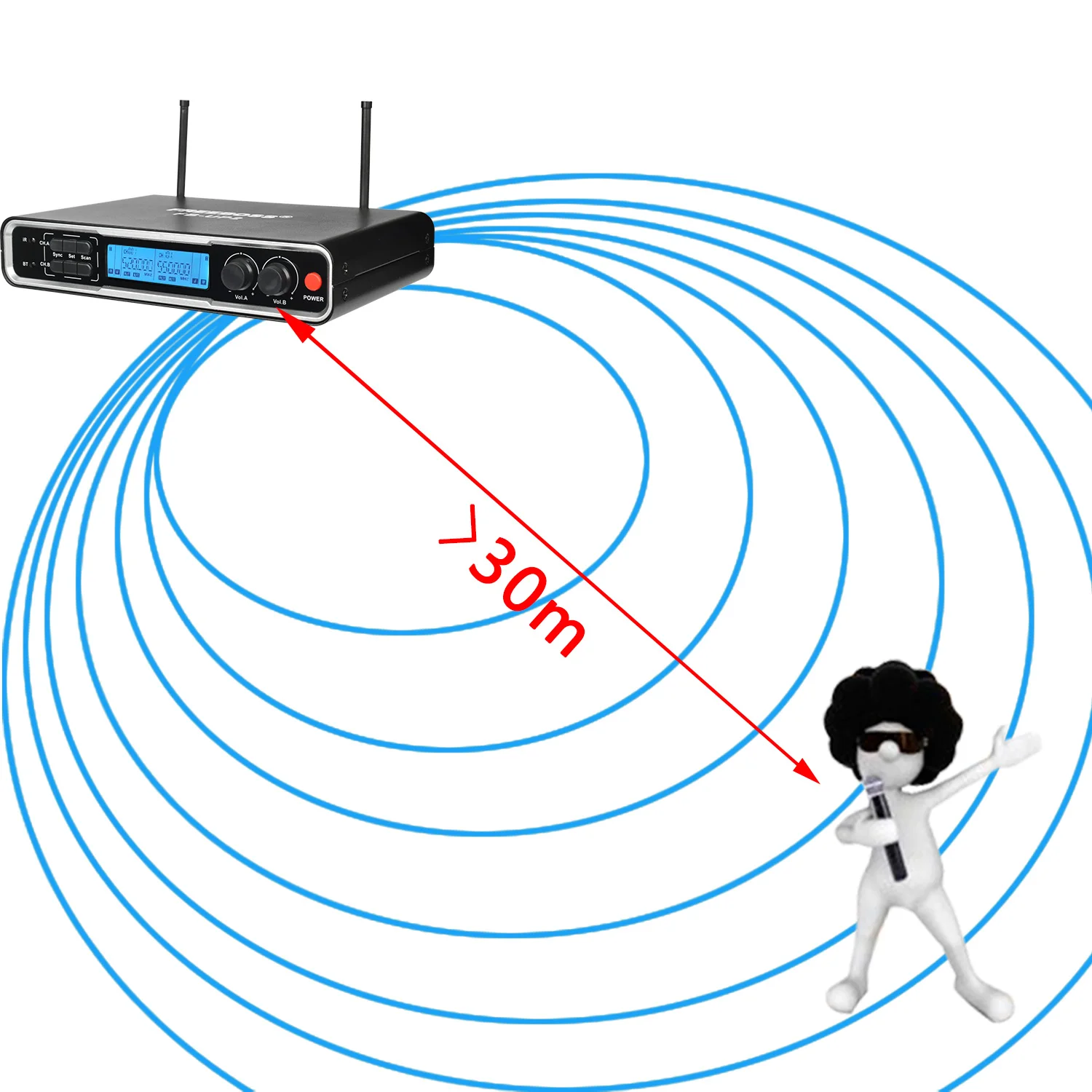 Freeboss Bluetooth Wireless Microphone Rechargeable UHF Dual Ways Transmitter Dynamic Mic for Home Karaoke System Party FB-UP2