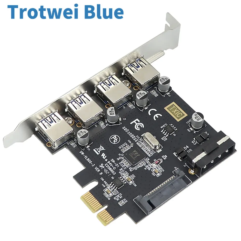 USBPCIeCardPCIExpressx1USB304PortsExpansionCard5GbpsUSB3