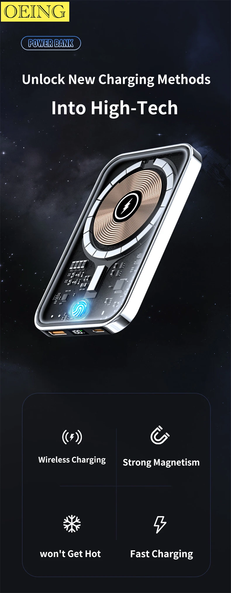 10000mAh New Wireless Power Bank External Auxiliary Battery