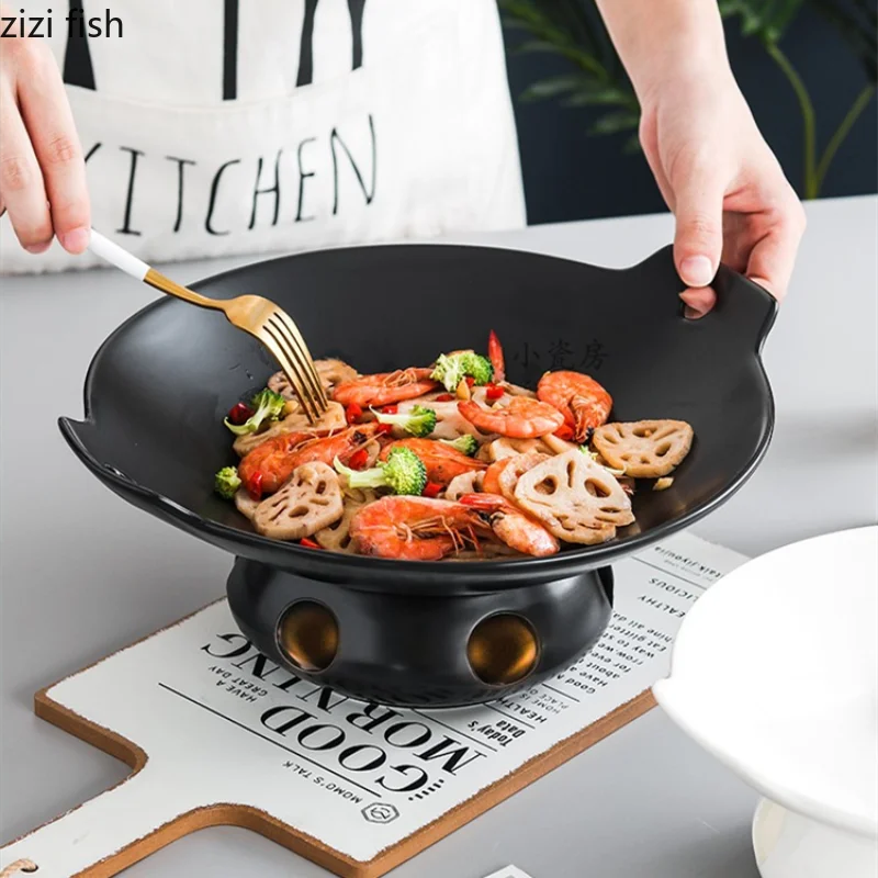Ceramic Dinner Plate Heating Base Serving Plate Western Plates Candle Insulation Tableware Dry Pot Plates Candle Heater Bowl