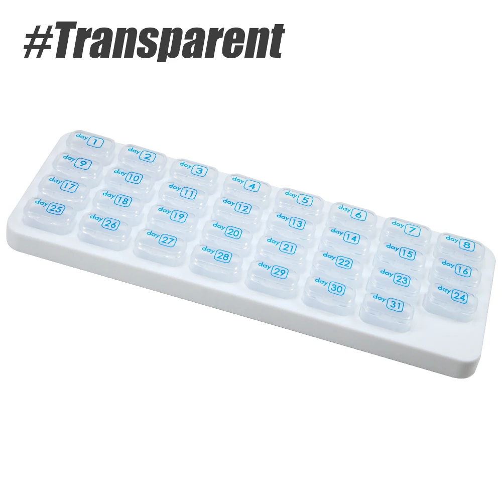 Monthly Pill Organizer with Large Removable Pods and Portable Travel Case
