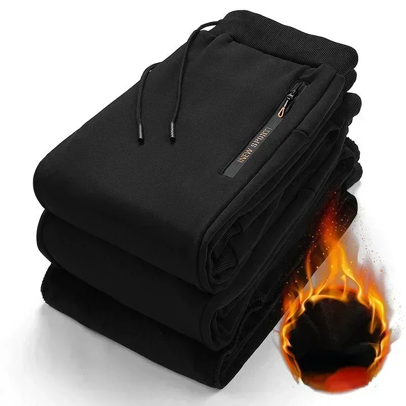Casual Sports Pants Thicken Warm Fleece Pants Winter Joggers Drawstring Sweatpants Velvet Casual Thermal Trousers Windproof Fitness Jogging Bottoms
