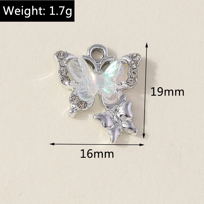 Leslie 10 Stück exquisite Kristall-Blumen-Schmetterlings-Charms-Anhänger für Schmuckherstellung, DIY-Ohrring-Halsketten-Zubehör – Detail 7