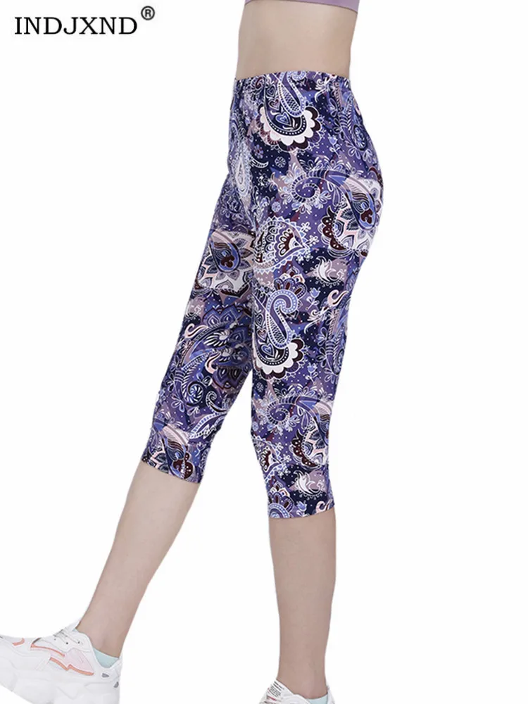 Indjxnd Pantaloni Da Allenamento Leggings Stampati Leggings Corti Da Donna Capris Estivi Elasticizzati Al Polpaccio Vita Alta Moda Abiti Skinny