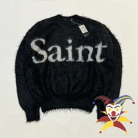 Mohair SAINT Sweater Men Women 1:1 Top Quality CREW NECK Knit Sweatshirts 1