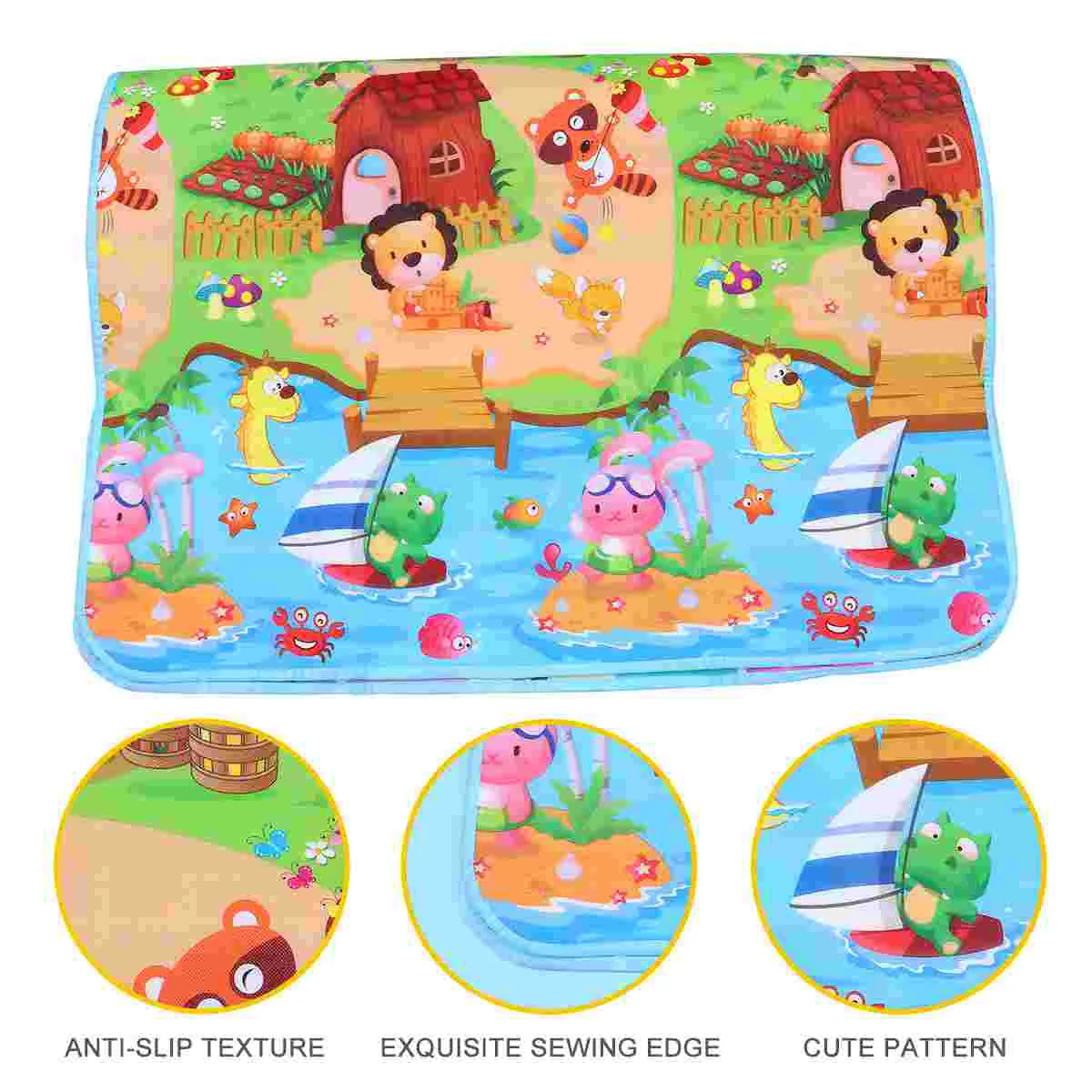 

Double-Sided Cartoon Newborn Play Mat Safe Crawling Play Pad Baby Infants Learn Walking Cushion Activities for