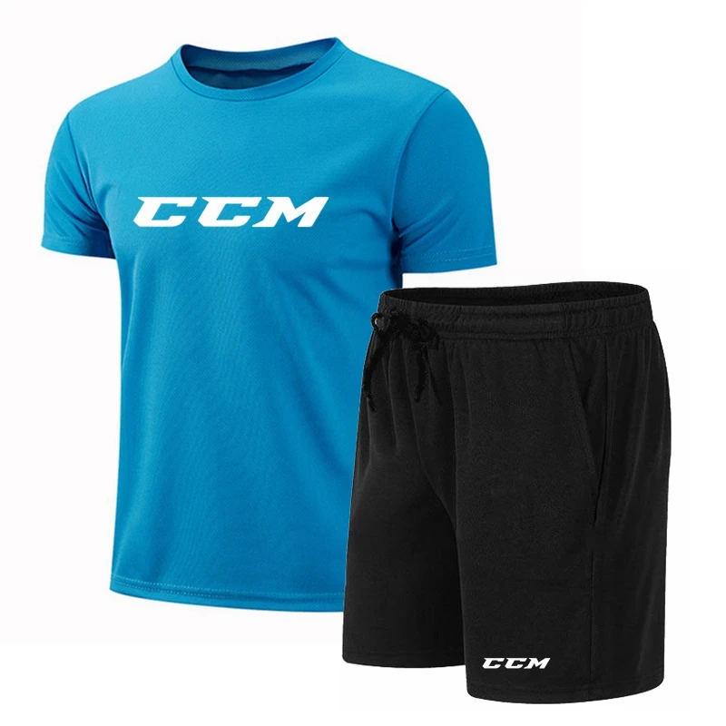 

CCM Men and women Badminton T-shirts Shorts Fitness printing Quick-Drying Set Short Sleeved Round Neck Game Competition Clothes
