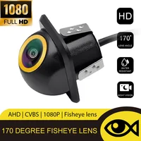 Caméra de vision avant, arrière et latérale pour voiture AHD CVBS 170 °   Caméra HD Fisheye Vision Nocturne Étanche en Forme de Chapeau de Paille avec Support à Visser 1