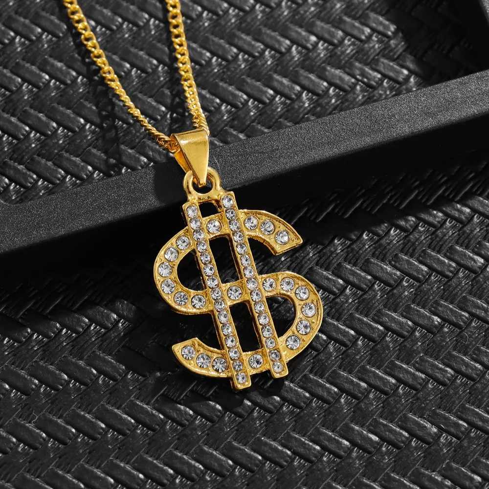 

Fashionable Metal Alloy Dollar Pendant Necklace for Men Exquisite Coin Symbol Chain On The Neck Accessories Trendy Jewelry