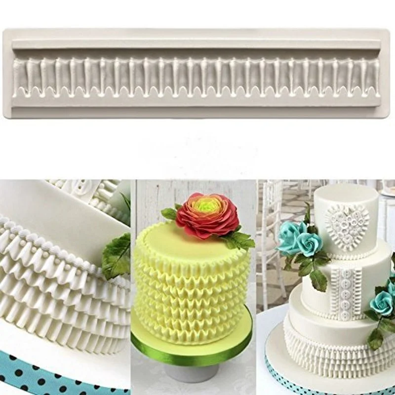 

DIY Cake Decoration Moulds Long Flowers Lace Cake Border Silicone Mold Chocolate Fondant Baking Accessories Household Cake Molds
