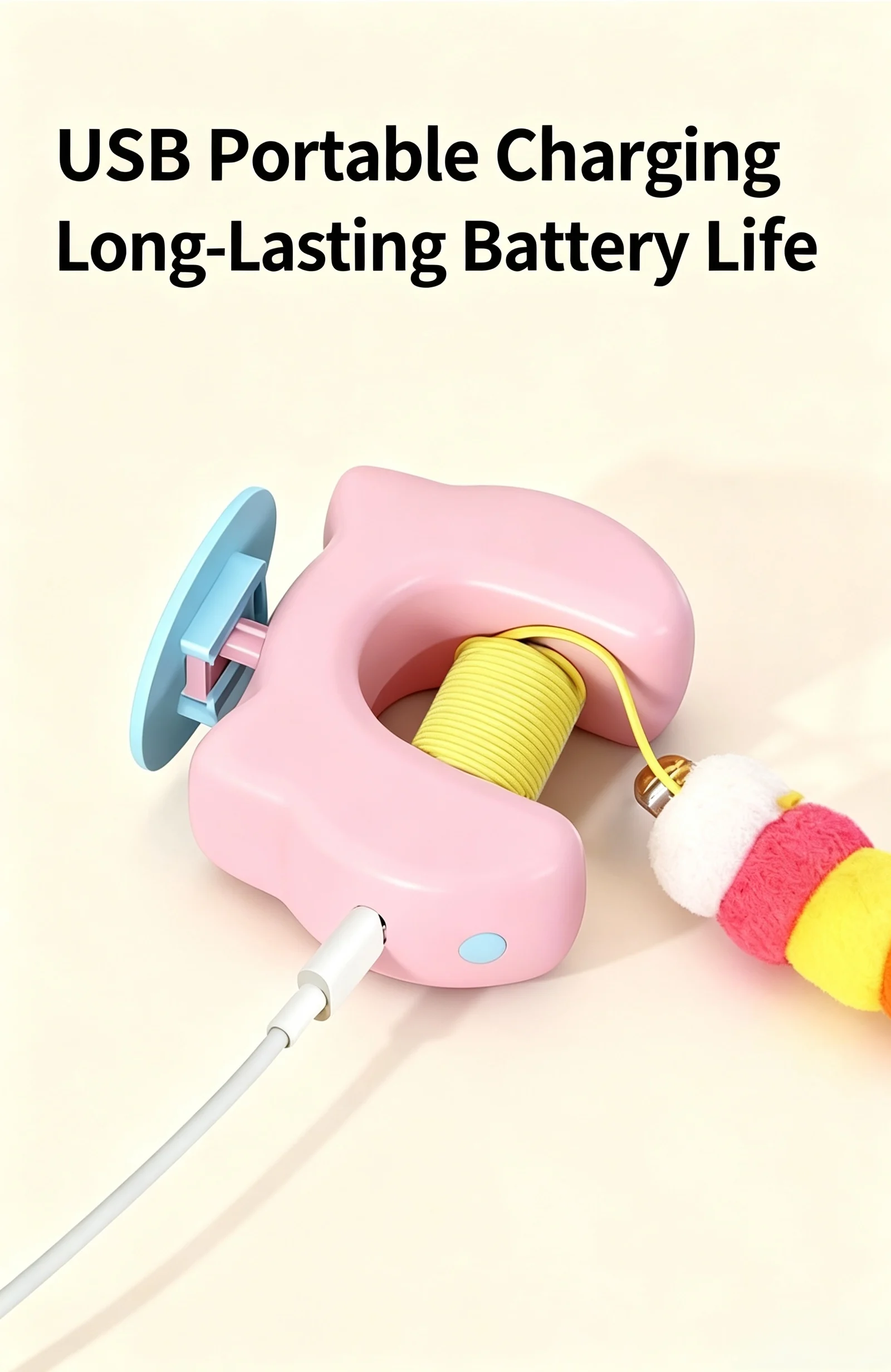 Electric Cat Toy with 2 Ropes Auto Swing Feather Toy Interactive - Image 2