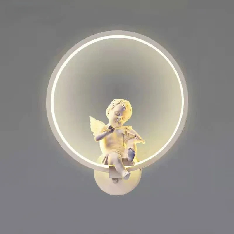 

LED Wall Lamps Indoor Black White Wall Lighting Minimalist Art Sconce Interior with Angel Bird Home Decoration Wall