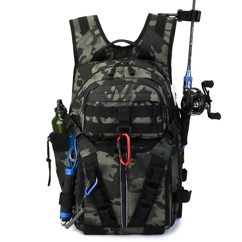 Multifunction Water Resistant Fishing Tackle Bag with Rod Holder
