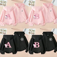 New 2024 Hello Kitty Zipper Hoodie, 26 English Letters, Kawaii Harajuku Pattern, Fashionable Sports Girl Top, Girl Sater Hoodie 2