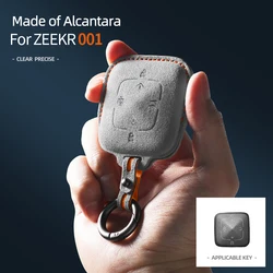Alcantara Car Remote Key Case Protector Shell For Zeekr 001 Suede ZEEKR X 2023 2024 Keychain Accessories