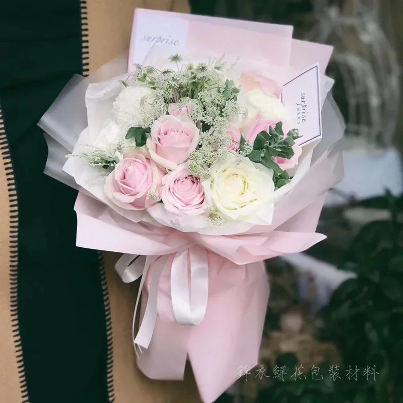 두꺼운 방수 종이 꽃다발 선물 포장 재료 진주 종이 롤, 새로운 색상, 안개 꽃 포장지, 60cm * 10 야드